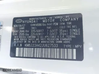2018 Hyundai Tucson SE with VIN KM8J23A42JU627533, listed as a IAAI auction lot 41880112 with 61,840 mi miles. Bid and sale history available at carsss.com. Image 9.