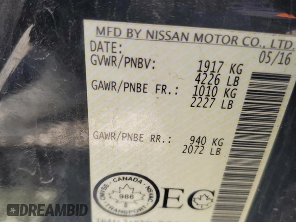 2016 Nissan Altima 2.5 S with VIN 1N4AL3AP3GN368863, listed as a Copart auction lot 52894955 with 160,020 mi miles and Salvage Title. Bid and sale history available at carsss.com. Image 12.