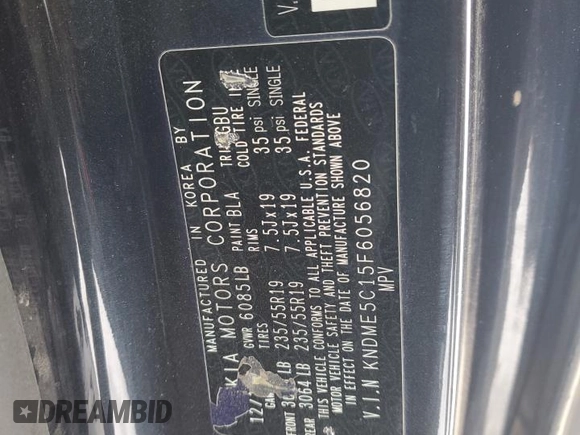 2015 Kia Sedona SX-L with VIN KNDME5C15F6056820, listed as a Copart auction lot 83827564 with 247,171 mi miles and Clean Title. Bid and sale history available at DreamBid. Image 13.