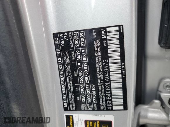 2020 Mercedes-Benz GLE 350 z VIN 4JGFB4KB9LA048472, wystawiony jako Copart lot #52605825 z przebiegiem 95 853 mil mil oraz Szkoda całkowita • Salvage title. Historia ofert i sprzedaży dostępna na DreamBid. Obrazek 12.