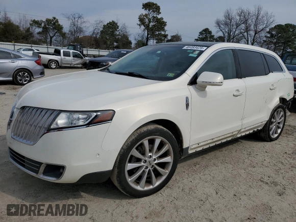 2012 Lincoln MKT EcoBoost with VIN 2LMHJ5AT4CBL53611, listed as a Copart auction lot 46493425 with 77,072 mi miles and Salvage Title. Bid and sale history available at DreamBid. Image 1.