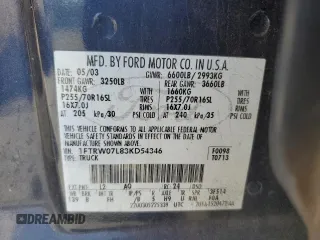2003 Ford F-150 XLT with VIN 1FTRW07L83KD54346, listed as a Copart auction lot 48980355 with Not Provided miles and Salvage Title. Bid and sale history available at carsss.com. Image 13.