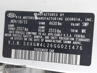 2016 Kia Optima SX Turbo with VIN 5XXGW4L26GG021476, listed as a IAAI auction lot 41737714 with 244,739 mi miles and . Bid and sale history available at carsss.com. Image 9.