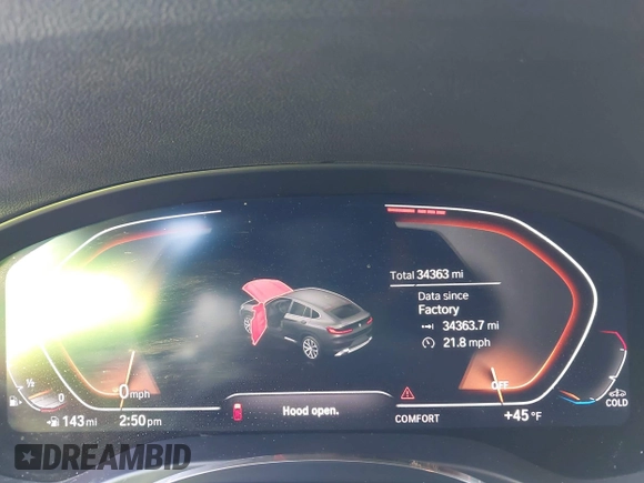2022 BMW X4 xDrive30i z VIN 5UX33DT08N9M99042, wystawiony jako IAAI lot #42032331 z przebiegiem 34 363 mil mil oraz . Historia ofert i sprzedaży dostępna na DreamBid. Obrazek 7.
