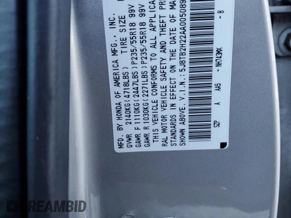 2010 Acura RDX with VIN 5J8TB2H22AA005089, listed as a Copart auction lot 46282035 with 315,705 mi miles and Salvage Title. Bid and sale history available at carsss.com. Image 15.