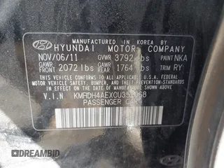 2012 Hyundai Elantra Limited with VIN KMHDH4AEXCU352068, listed as a IAAI auction lot 42139109 with 189,464 mi miles and . Bid and sale history available at DreamBid. Image 9.