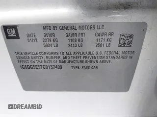 2012 Cadillac CTS Luxury with VIN 1G6DG5E57C0137409, listed as a IAAI auction lot 42633890 with 86,886 mi miles and . Bid and sale history available at DreamBid. Image 9.