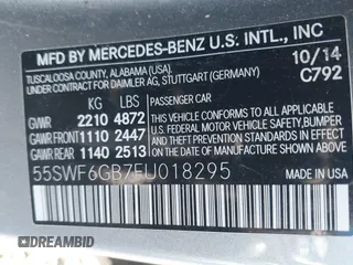 2015 Mercedes-Benz C-Class C 400 with VIN 55SWF6GB7FU018295, listed as a IAAI auction lot 41217523 with 120,822 mi miles. Bid and sale history available at carsss.com. Image 9.