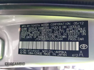 2012 Toyota Yaris L z VIN JTDKTUD3XCD533644, wystawiony jako IAAI lot #42286777 z przebiegiem 149 185 mil mil oraz . Historia ofert i sprzedaży dostępna na DreamBid. Obrazek 9.