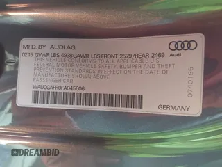 2015 Audi S5 Premium Plus z VIN WAUCGAFR0FA045606, wystawiony jako IAAI lot #41962738 z przebiegiem 199 416 mil mil oraz . Historia ofert i sprzedaży dostępna na DreamBid. Obrazek 9.