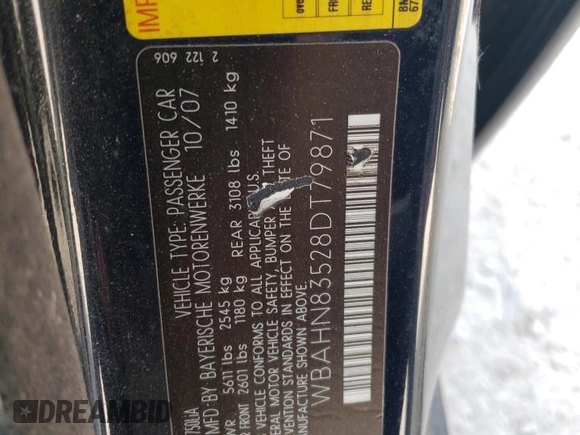 2008 BMW 7 Series 750Li with VIN WBAHN83528DT79871, listed as a Copart auction lot 71580164 with 117,414 mi miles and Clean Title. Bid and sale history available at DreamBid. Image 12.