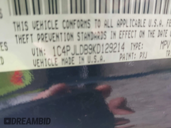 2019 Jeep Cherokee Limited with VIN 1C4PJLDB9KD129214, listed as a IAAI auction lot 40960156 with 55,083 mi miles and . Bid and sale history available at DreamBid. Image 9.