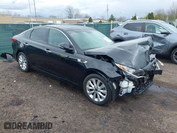 2018 Kia Optima LX with VIN 5XXGT4L31JG240628, listed as a IAAI auction lot 42005706 with 84,418 mi miles and . Bid and sale history available at carsss.com. Image 1.