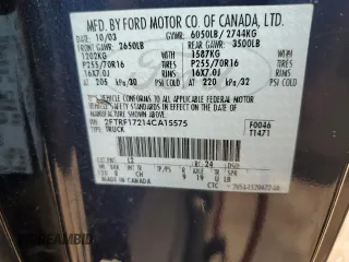2004 Ford F-150 XL с VIN 2FTRF17214CA15575, выставлен на аукционе Copart как лот 58178125 с пробегом 184 008 миль миль и Списание • Salvage title. История ставок и продаж доступна на DreamBid. Изображение 12.