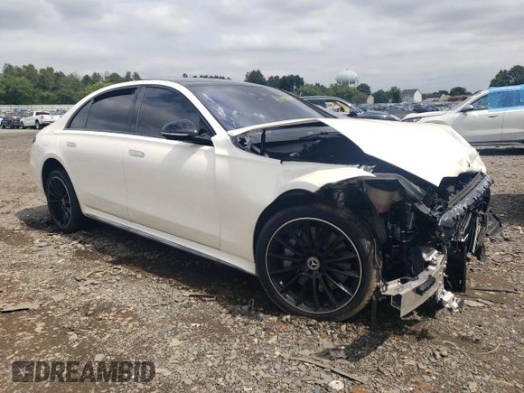 2023 Mercedes-Benz S-Class S 580 with VIN W1K6G7GB7PA236919, listed as a Copart auction lot 69518544 with 0 mi miles and Salvage Title. Bid and sale history available at carsss.com. Image 4.
