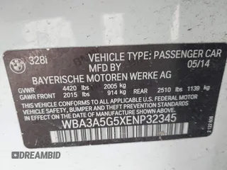 2014 BMW 3 Series 328i with VIN WBA3A5G5XENP32345, listed as a IAAI auction lot 42303835 with 100,235 mi miles and . Bid and sale history available at DreamBid. Image 9.