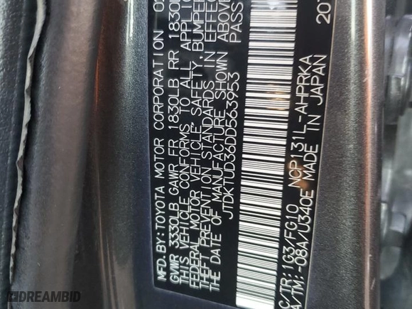 2013 Toyota Yaris L with VIN JTDKTUD36DD563953, listed as a Copart auction lot 44510795 with 185,770 mi miles and Salvage Title. Bid and sale history available at carsss.com. Image 13.
