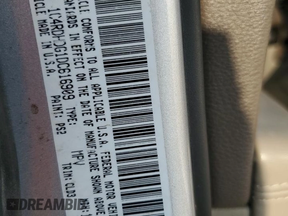 2013 Dodge Durango Crew with VIN 1C4RDHDG1DC616909, listed as a Copart auction lot 61923565 with 98,264 mi miles and Salvage title. Bid and sale history available at DreamBid. Image 13.