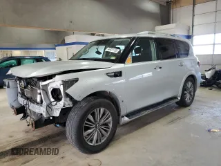 2021 Infiniti QX80 LUXE with VIN JN8AZ2AF4M9717466, listed as a Copart auction lot 44431155 with 92,518 mi miles and Salvage Title. Bid and sale history available at carsss.com. Image 1.