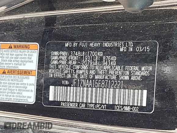 2015 Scion FR-S z VIN JF1ZNAA15F8712221, wystawiony jako IAAI lot #41479415 z przebiegiem Nie podano mil oraz . Historia ofert i sprzedaży dostępna na DreamBid. Obrazek 9.