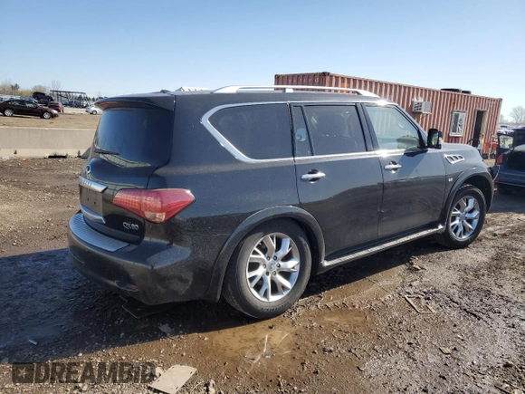 2014 Infiniti QX80 with VIN JN8AZ2NC0E9351135, listed as a Copart auction lot 52055355 with 0 mi miles and Salvage Title. Bid and sale history available at carsss.com. Image 3.