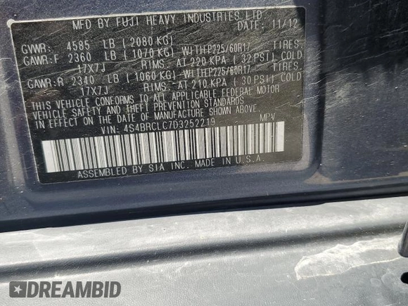 2013 Subaru Outback Limited with VIN 4S4BRCLC7D3252219, listed as a Copart auction lot 64392225 with 197,281 mi miles and Clean title. Bid and sale history available at DreamBid. Image 13.