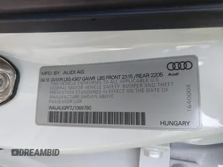 2018 Audi A3 Sedan Premium with VIN WAUAUGFF7J1069760, listed as a IAAI auction lot 41687581 with 70,980 mi miles. Bid and sale history available at carsss.com. Image 9.