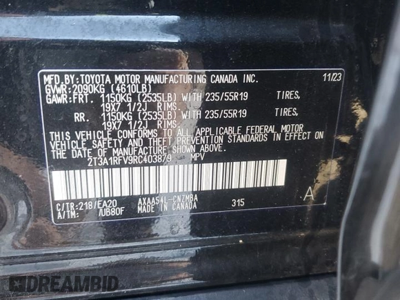 2024 Toyota RAV4 XLE Premium with VIN 2T3A1RFV9RC403879, listed as a Copart auction lot 88850545 with 7,281 mi miles and Salvage Title. Bid and sale history available at carsss.com. Image 13.