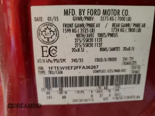 2015 Ford F-150 XLT with VIN 1FTEW1EF2FFA36267, listed as a Copart auction lot 46220275 with 151,235 mi miles and Clean Title. Bid and sale history available at carsss.com. Image 13.