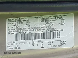 2001 Ford Econoline Passenger XL с VIN 1FBSS31S71HB54782, выставлен на аукционе IAAI как лот 42265547 с пробегом 193 341 миль миль и . История ставок и продаж доступна на DreamBid. Изображение 9.