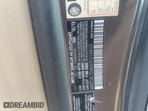 2013 Mercedes-Benz SL-Class SL 550 with VIN WDDJK7DA6DF014410, listed as a Copart auction lot 79112984 with 62,943 mi miles and Salvage Title. Bid and sale history available at carsss.com. Image 12.