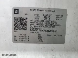 2019 Chevrolet Tahoe LS with VIN 1GNSCAKC4KR202956, listed as a Copart auction lot 47599805 with 161,818 mi miles and Salvage Title. Bid and sale history available at carsss.com. Image 15.