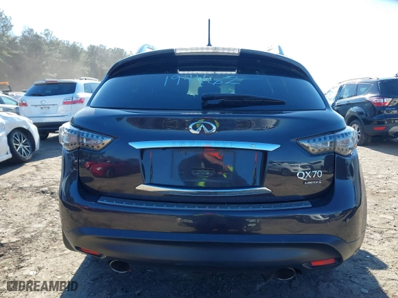 2017 Infiniti QX70 with VIN JN8CS1MU9HM140437, listed as a IAAI auction lot 41270542 with 72,312 mi miles. Bid and sale history available at carsss.com. Image 16.