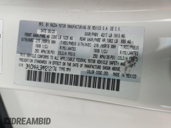 2021 Mazda CX-30 S z VIN 3MVDMAAL9MM212174, wystawiony jako Copart lot #60637625 z przebiegiem 27 575 mil mil oraz Szkoda całkowita • Salvage title. Historia ofert i sprzedaży dostępna na DreamBid. Obrazek 14.