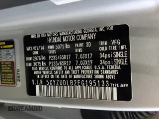 2014 Hyundai Santa Fe with VIN 5XYZUDLB2EG195133, listed as a Copart auction lot 52487195 with 191,369 mi miles and Non repairable. Bid and sale history available at DreamBid. Image 12.