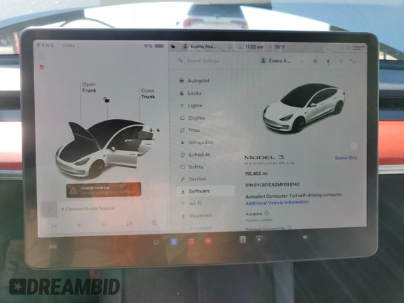 2021 Tesla Model 3 Standard Range Plus z VIN 5YJ3E1EA2MF098140, wystawiony jako Copart lot #73658044 z przebiegiem 118 452 mil mil oraz Szkoda całkowita • Salvage title. Historia ofert i sprzedaży dostępna na DreamBid. Obrazek 9.