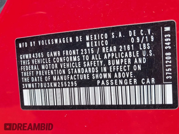 2019 Volkswagen Jetta GLI S с VIN 3VW6T7BU3KM255295, выставлен на аукционе IAAI как лот 42173746 с пробегом 63 526 миль миль и . История ставок и продаж доступна на DreamBid. Изображение 9.