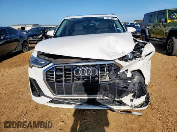 2023 Audi Q3 S line Premium with VIN WA1DECF35P1054849, listed as a Copart auction lot 58766615 with 43,588 mi miles and Salvage title. Bid and sale history available at DreamBid. Image 5.