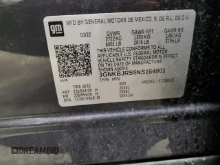 2022 Chevrolet Blazer LT with VIN 3GNKBJRS5NS164901, listed as a Copart auction lot 57859155 with Not provided miles and Salvage title. Bid and sale history available at DreamBid. Image 13.