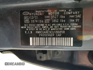 2012 Hyundai Accent GLS z VIN KMHCU4AE9CU186858, wystawiony jako Copart lot #59918965 z przebiegiem 83 592 mil mil oraz Czysty tytuł • Clean title. Historia ofert i sprzedaży dostępna na DreamBid. Obrazek 12.