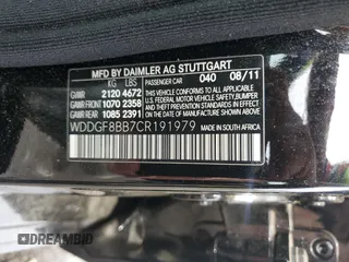 2012 Mercedes-Benz C 300 Sport with VIN WDDGF8BB7CR191979, listed as a Copart auction lot 61437665 with 76,740 mi miles and Salvage title. Bid and sale history available at DreamBid. Image 12.