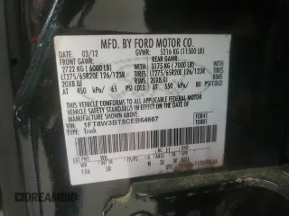 2012 Ford F-350 XL z VIN 1FT8W3BT5CEB64667, wystawiony jako Copart lot #56625065 z przebiegiem 245 192 mil mil oraz Czysty tytuł • Clean title. Historia ofert i sprzedaży dostępna na DreamBid. Obrazek 12.