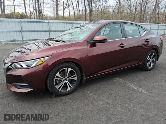 2020 Nissan Sentra SV with VIN 3N1AB8CV8LY225641, listed as a Copart auction lot 51834665 with 61,287 mi miles and Clean Title. Bid and sale history available at carsss.com. Image 1.