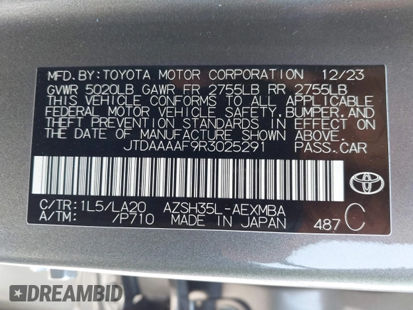 2024 Toyota Crown XLE with VIN JTDAAAAF9R3025291, listed as a IAAI auction lot 41569615 with 9,851 mi miles. Bid and sale history available at carsss.com. Image 9.