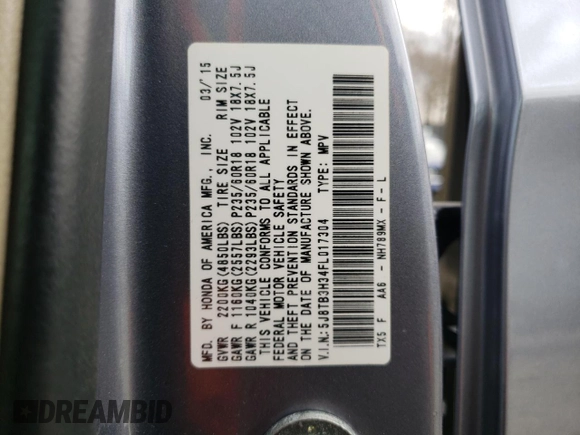 2015 Acura RDX z VIN 5J8TB3H34FL017304, wystawiony jako Copart lot #50003075 z przebiegiem 97 810 mil mil oraz Szkoda całkowita • Salvage title. Historia ofert i sprzedaży dostępna na DreamBid. Obrazek 15.