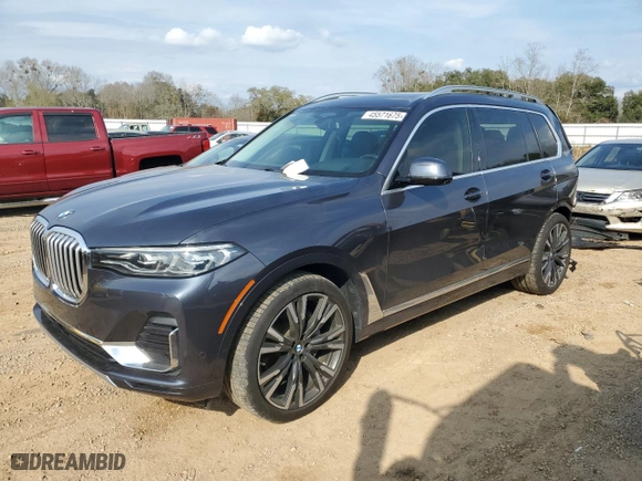 2020 BMW X7 xDrive40i with VIN 5UXCW2C01L9C55177, listed as a Copart auction lot 45571675 with 74,226 mi miles and Salvage Title. Bid and sale history available at carsss.com. Image 1.