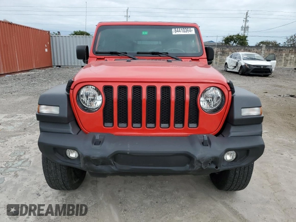 2022 Jeep Wrangler Unlimited Sport S with VIN 1C4HJXDG5NW200568, listed as a Copart auction lot 84410364 with 27,481 mi miles and Salvage Title. Bid and sale history available at carsss.com. Image 5.