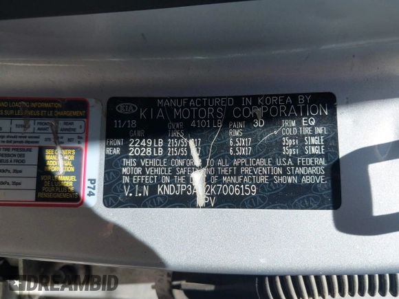 2019 Kia Soul + with VIN KNDJP3A52K7006159, listed as a IAAI auction lot 42044924 with 126,660 mi miles and . Bid and sale history available at DreamBid. Image 9.