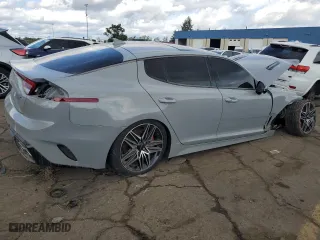 2023 Kia Stinger GT2 with VIN KNAE55LC1P6134059, listed as a Copart auction lot 72999604 with 36,679 mi miles and Salvage Title. Bid and sale history available at carsss.com. Image 3.