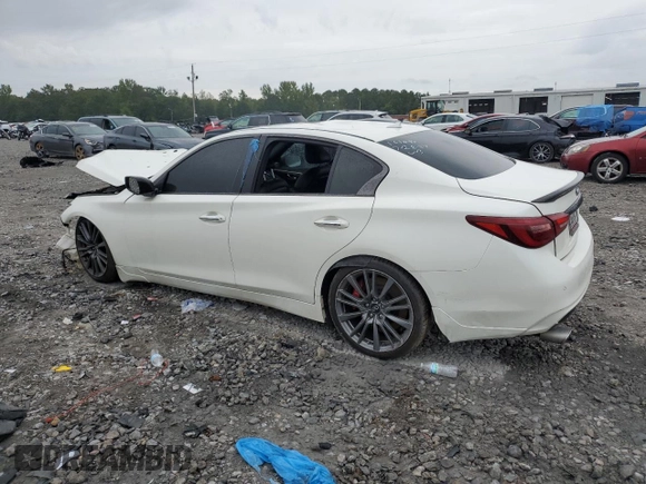 2021 Infiniti Q50 Red Sport 400 with VIN JN1FV7DP5MM850722, listed as a Copart auction lot 74550254 with Not provided miles and Salvage title. Bid and sale history available at DreamBid. Image 2.